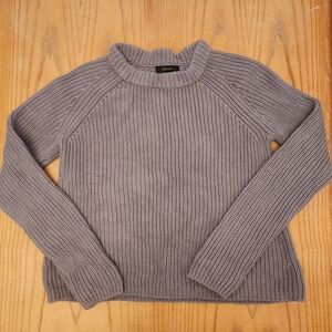 100% Cotton Gray Ribbed Women's Sweater
